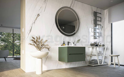 Mobile bagno verde muschio 60x46 cannettato Urbino con lavabo ceramica