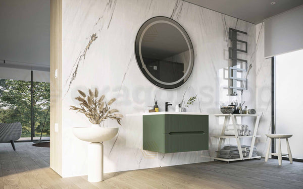 Mobile bagno verde muschio 60x46 cannettato Urbino con lavabo ceramica