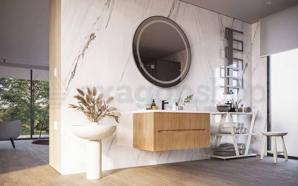 Mobile bagno rovere 90x46 cannettato Urbino due cassetti con lavabo in ceramica