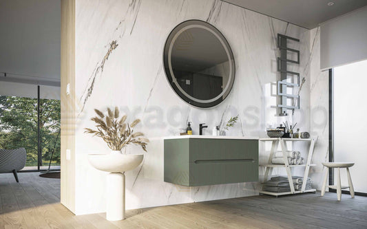 Mobile bagno verde muschio 90x46 cannettato Urbino con lavabo ceramica