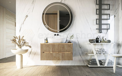 Mobile bagno teak 90x46 cannettato Urbino due cassetti con, dettaglio ravvicinato della finitura e del cassetto - Exagonshop
