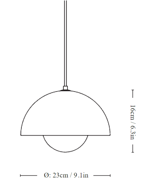 &Tradition Flowerpot Vp1 Lampadario A Sospensione, vista posteriore con attacco elettrico