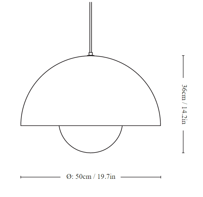 &Tradition Flowerpot Vp2 Lampadario A Sospensione, vista posteriore con attacco elettrico
