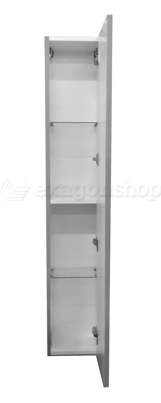Colonna sospesa noce chiaro 26x150 Urbino Cannettato anta, dettaglio ravvicinato della finitura e del cassetto - Exagonshop