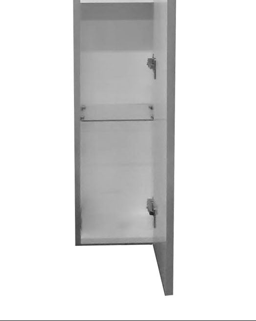 Colonna sospesa Verde muschio 26x150 Urbino con un Anta, dettaglio ravvicinato della finitura e del cassetto - Exagonshop