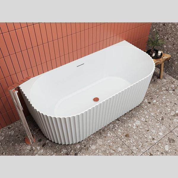 Vasca 170x80 Jeorgia a parete in acrilico cannettato bianco lucido