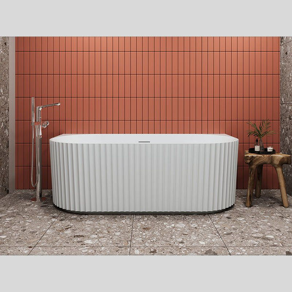 Vasca 170x80 Jeorgia a parete in acrilico cannettato bianco lucido