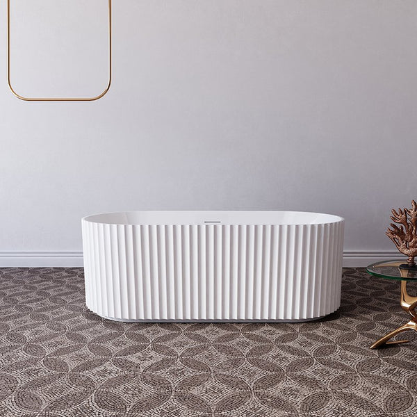 Vasca 170x80 Jeorgia freestanding in acrilico cannettato bianco opaco