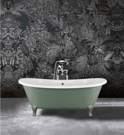 Vasca 182x81 freestanding in ghisa con troppopieno piedi modello deco alluminio naturale con colonna scarico cromo Admiral Devon&Devon