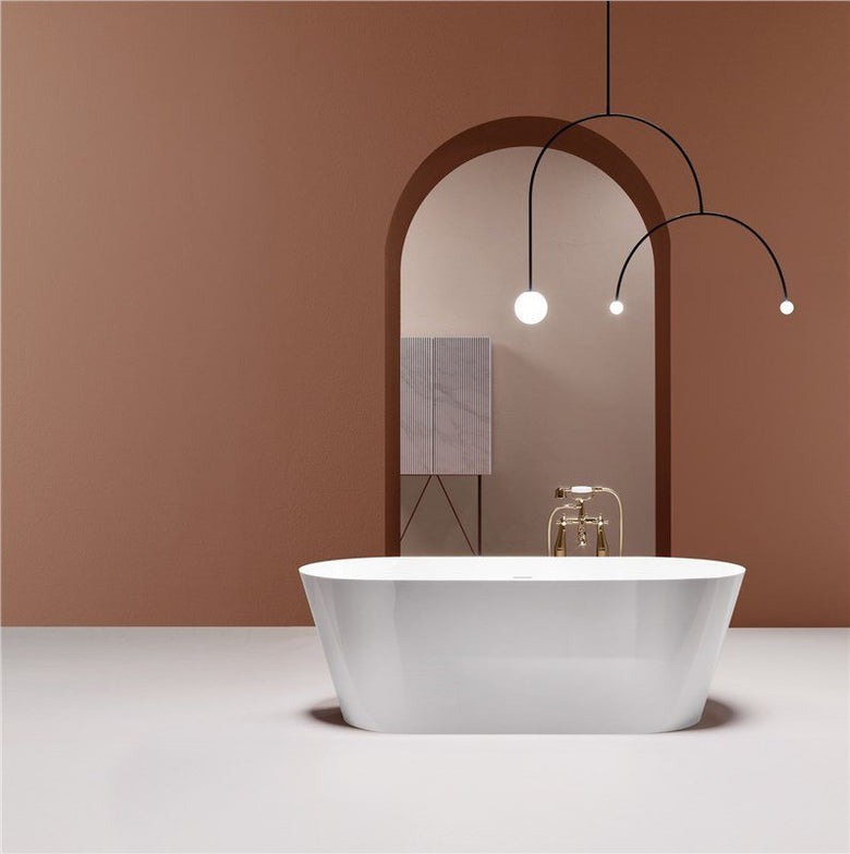 Treesse Inka Vasca 150x70 freestanding in solid surface ambientato in box doccia con pareti in vetro