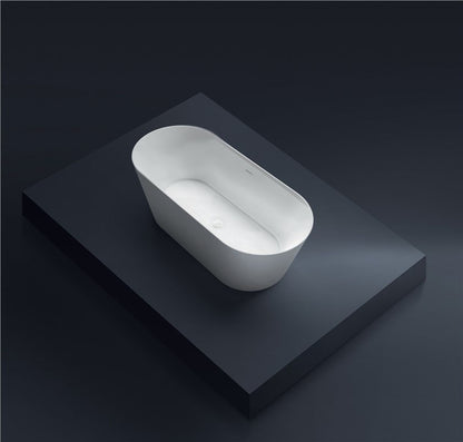 Vasca freestanding 150x70 centro stanza con piletta di scarico in solid surface bianco opaco Inka Treesse