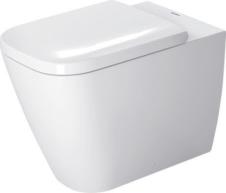 Vaso a Pavimento Cacciata scarico orizzontale Bianco Happy ambientato su piano bagno con accessori