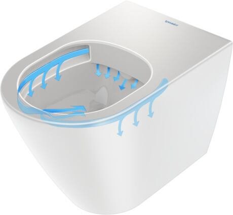 Vaso A Pavimento Senza Brida a Cacciata Scarico Orizzontale, vista frontale su sfondo bianco
