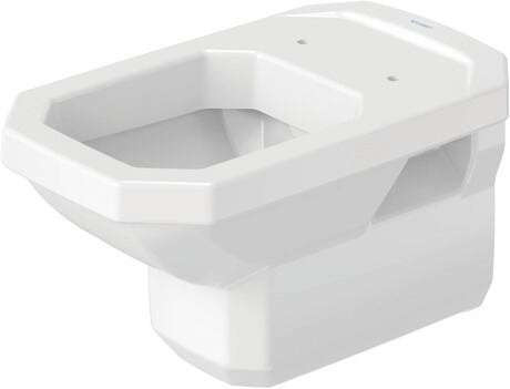 Vaso Sospeso classico a Cacciata senza sedile in ceramica ambientato su piano bagno con accessori