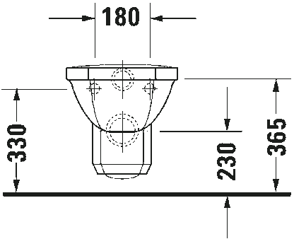Vaso Sospeso classico a Cacciata senza sedile in ceramica bianco 018209 serie 1930 Duravit