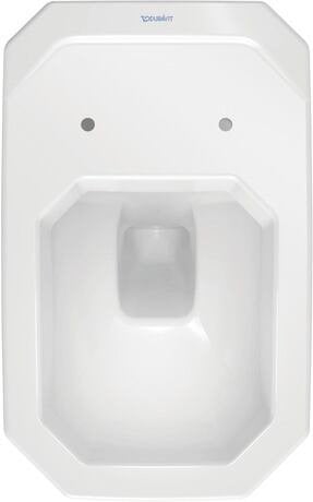 Vaso Sospeso classico a Cacciata senza sedile in ceramica, vista frontale su sfondo bianco