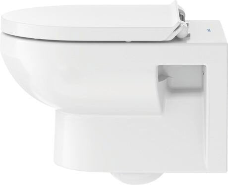 Vaso Sospeso senza brida a cacciata con sedile soft close, vista frontale su sfondo bianco