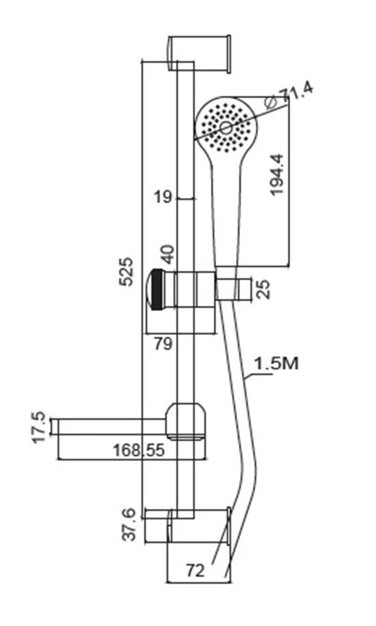 New Line Asta Doccia 52 Cm Con Portasapone E Doccetta 1 jet, dettaglio ravvicinato della finitura e del marchio - Exagonshop