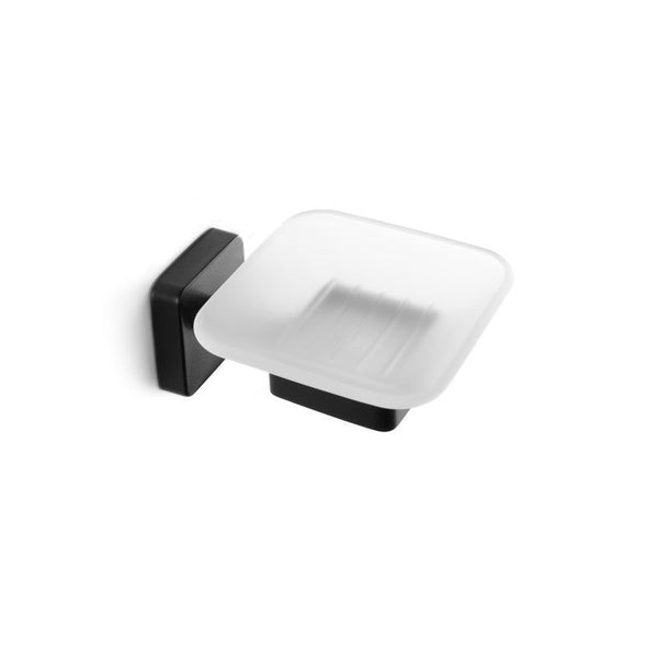 New Line M3 portasapone a muro In vetro acidato e Acciaio Inox Nero Opaco