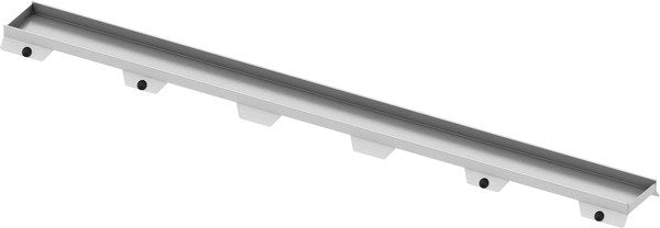 Tece TECEdrainline griglia lineare piastrellabile plate II in acciaio inox visto dall'alto con superficie e piletta di...