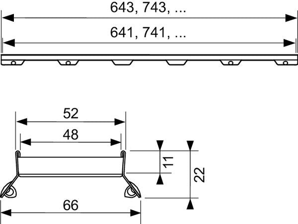 Tece TECEdrainline griglia lineare piastrellabile plate II ambientato in box doccia con pareti in vetro - Tece Italia