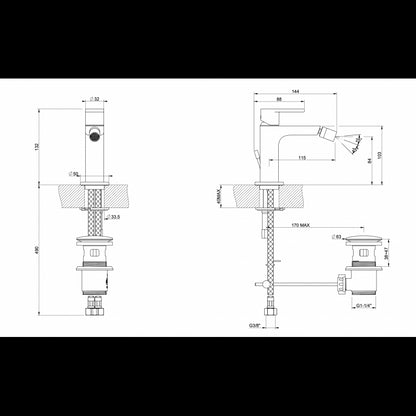 Gessi Emporio Via Manzoni Set miscelatori Lavabo Bidet E Vasca esterno Cromo