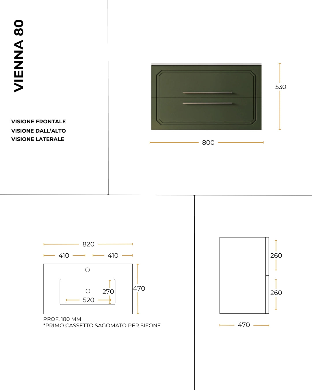 Mobile bagno creta opaco 80x46 Vienna lavabo in ceramica lucido