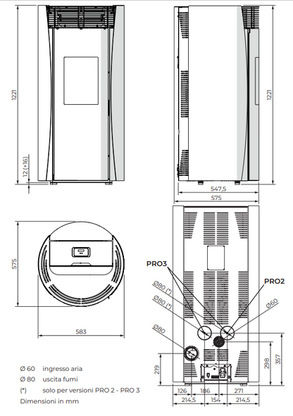 Stufa ermetica a pellet in acciaio bianco Palazzetti Vivienne 13 Pro 3