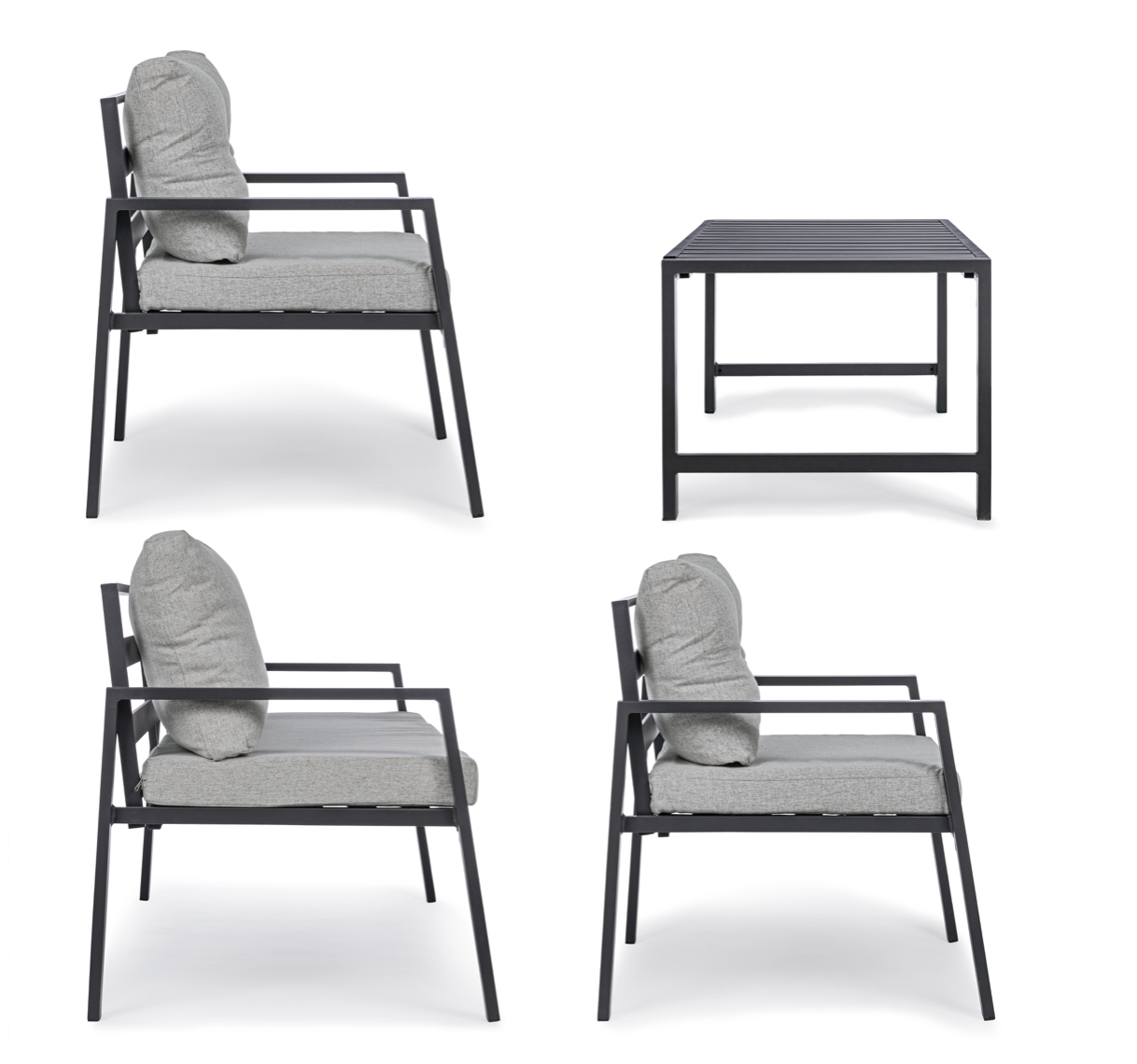 Andrea Bizzotto Lorillard Salotto da Giardino New Antracite ambientato in spazio living con arredi coordinati