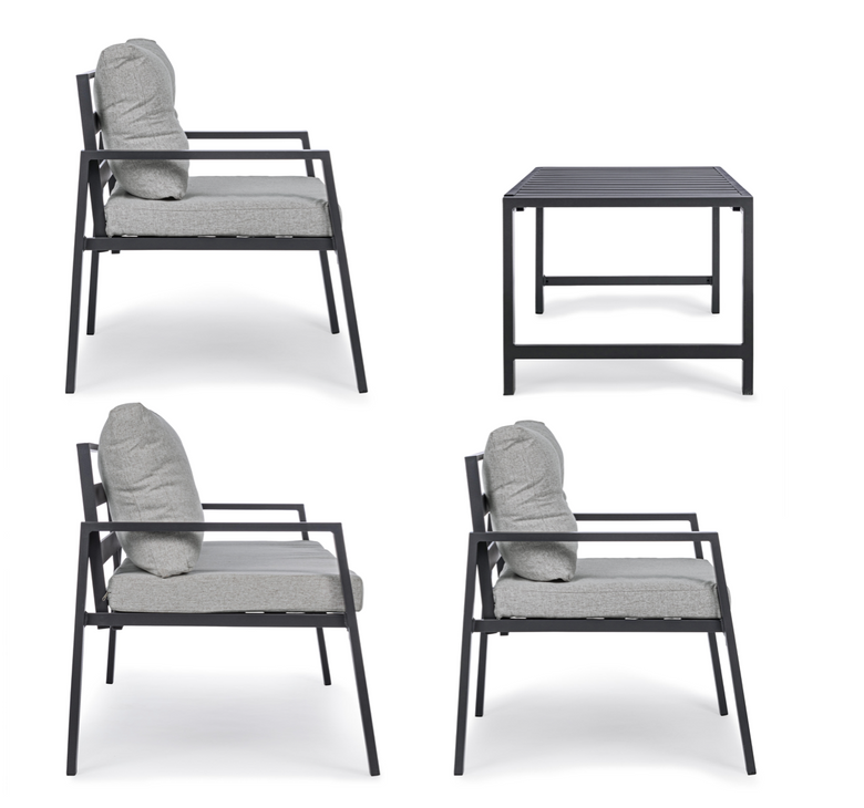 Andrea Bizzotto Lorillard Salotto da Giardino New Antracite ambientato in spazio living con arredi coordinati