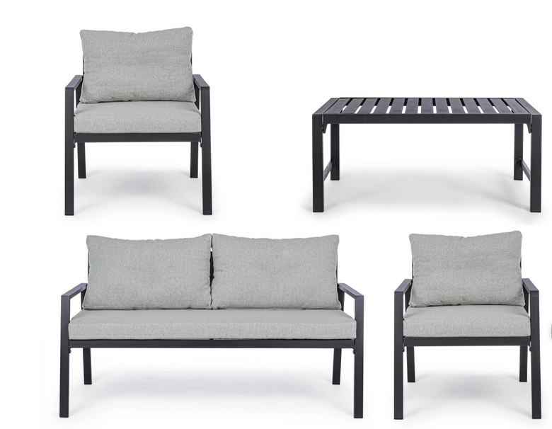 Andrea Bizzotto Lorillard Salotto da Giardino New Antracite ambientato in spazio living con arredi coordinati