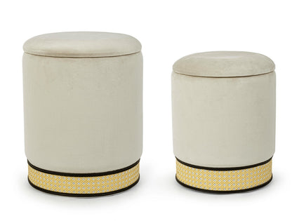 Bizzotto Milena Set 2 Pouf Contenitori effetto velluto naturale 0720693