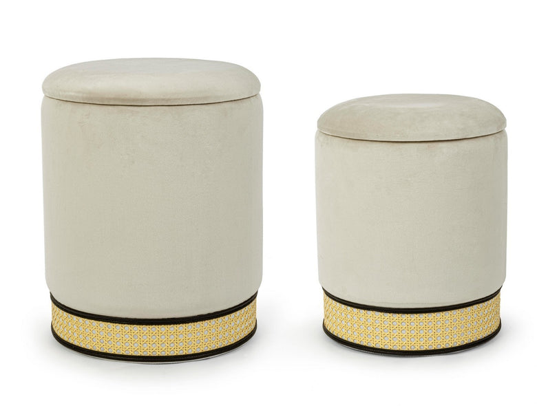 Bizzotto Milena Set 2 Pouf Contenitori effetto velluto, dettaglio ravvicinato dei materiali - Andrea Bizzotto