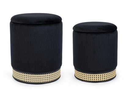 Andrea Bizzotto Milena Set 2 Pouf Contenitore effetto velluto Nero