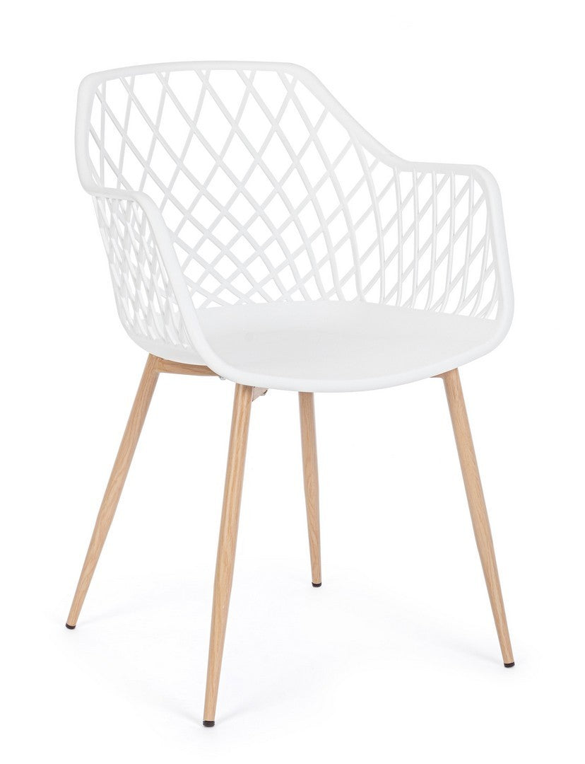 Andrea Bizzotto Optik sedia di design con gambe in acciaio ambientato in spazio living con arredi coordinati