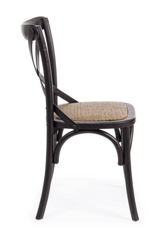 Andrea Bizzotto Cross Country sedia in rattan naturale e legno nero 0743234