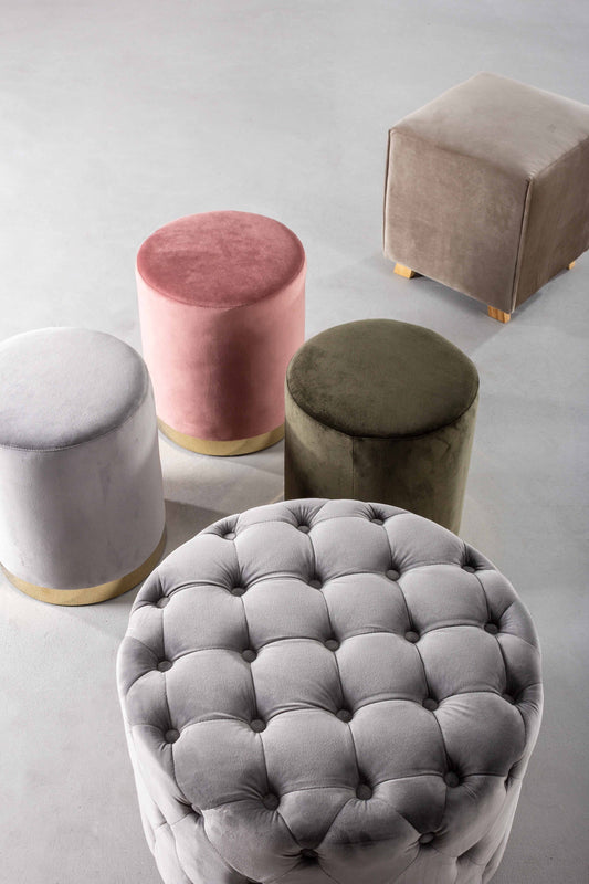 Andrea Bizzotto Lucilla Pouf glamour in velluto Rosa Antico 0748178