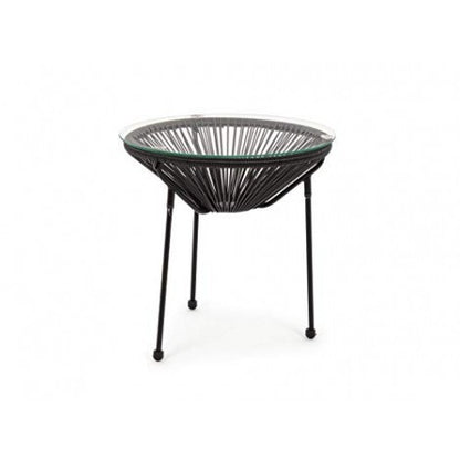 Andrea Bizzotto Parker Tavolino 50 cm in vetro struttura Nero 0802792
