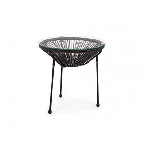 Andrea Bizzotto Parker Tavolino 50 cm in vetro struttura Nero 0802792