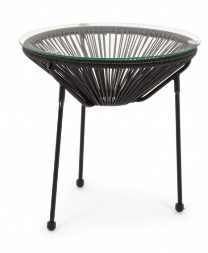 Andrea Bizzotto Parker Tavolino 50 cm in vetro struttura, dettaglio ravvicinato dei materiali