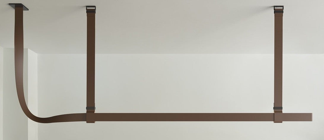 Flos Belt Lampada 200x150 sospesa in Pelle Naturale spenta, dettaglio del corpo lampada e dei materiali