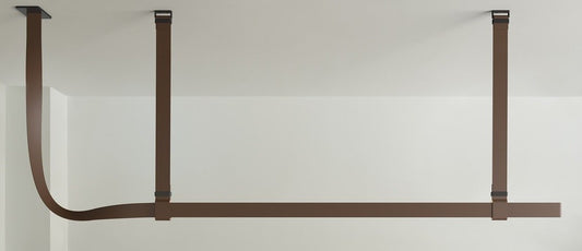 Flos Belt Lampada 200x150 sospesa in Pelle Naturale spenta, dettaglio del corpo lampada e dei materiali