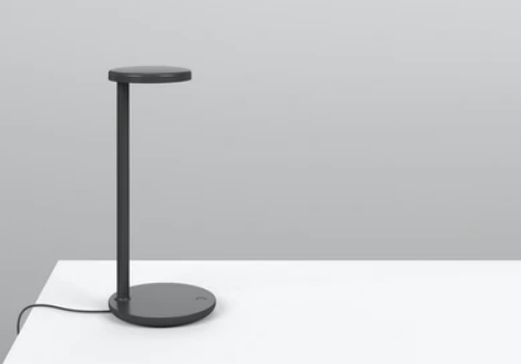 Flos Oblique Qi Lampada scrivania Antracite Opaco 09.8310.DR spenta, dettaglio del corpo lampada e dei materiali