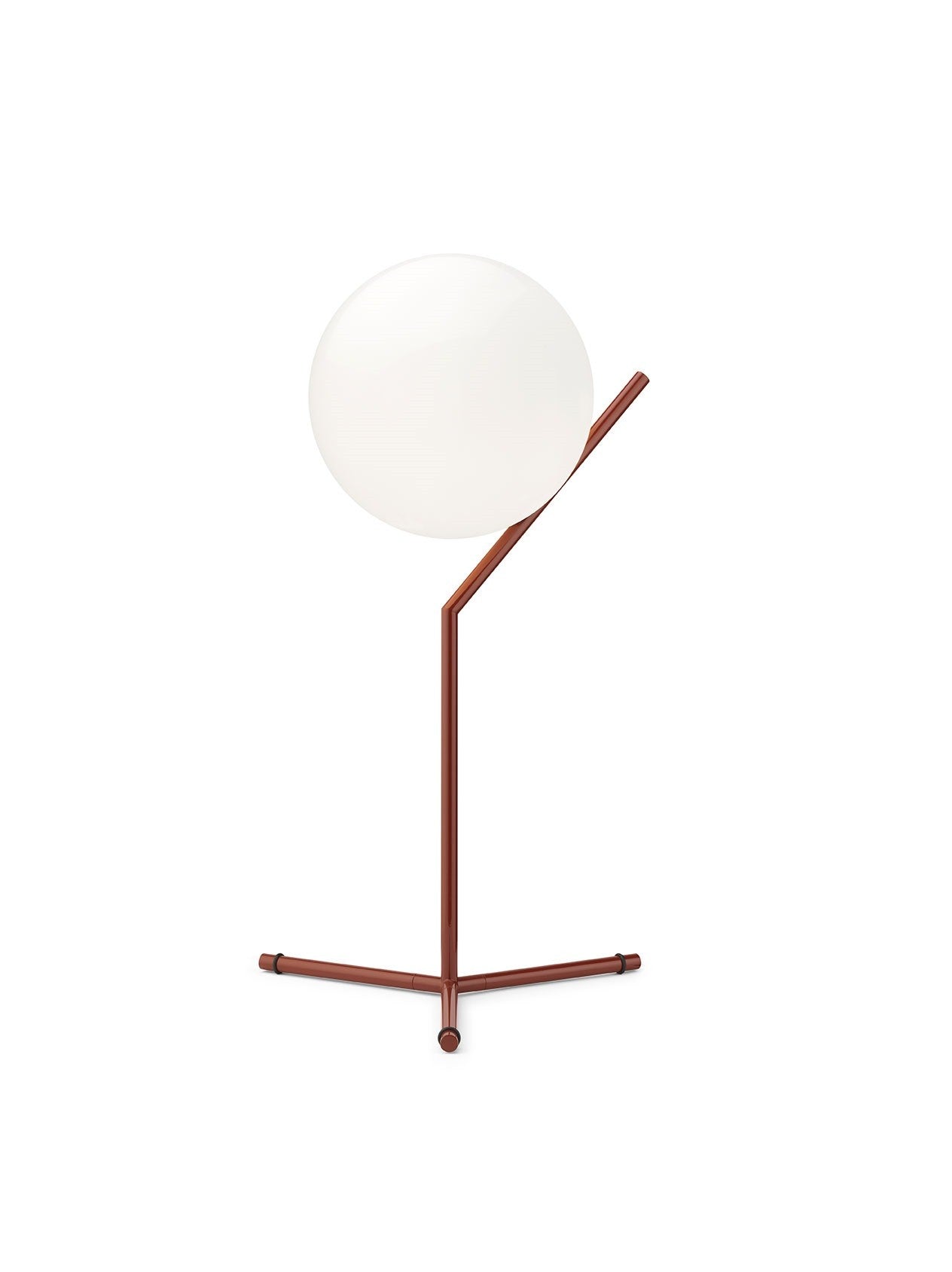 Flos IC Lights Table 1 High Lampada da tavolo rosso Burgundy accesa in ambiente, design e diffusione della luce