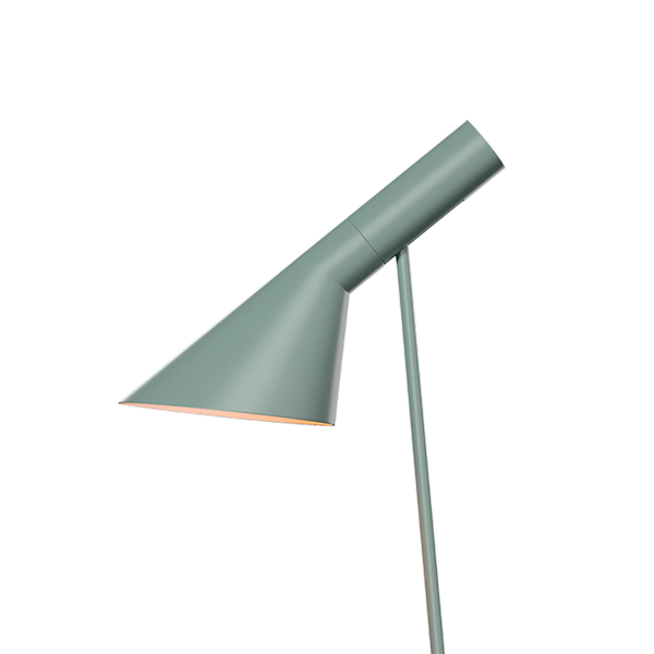 Louis Poulsen AJ Floor Lampada Da pavimento Petrolio pallido spenta, dettaglio del corpo lampada e dei materiali