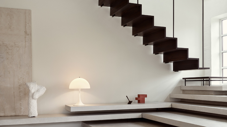 Louis Poulsen Panthella Table Lampada Da Tavolo bianco, particolare del diffusore luminoso