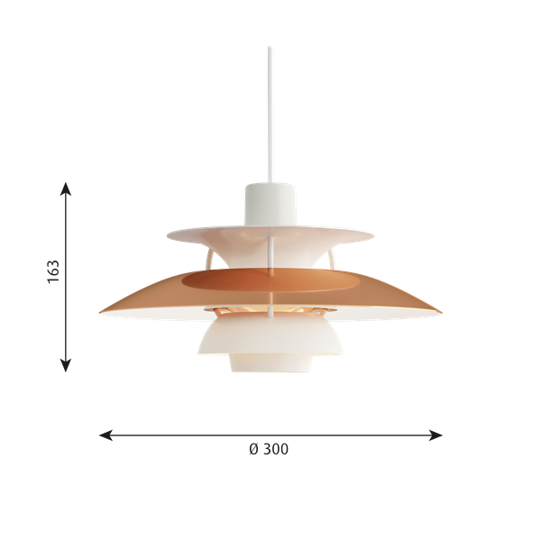 Louis Poulsen PH 5 Mini Lampada a Sospensione rame Copper, vista posteriore con attacco elettrico