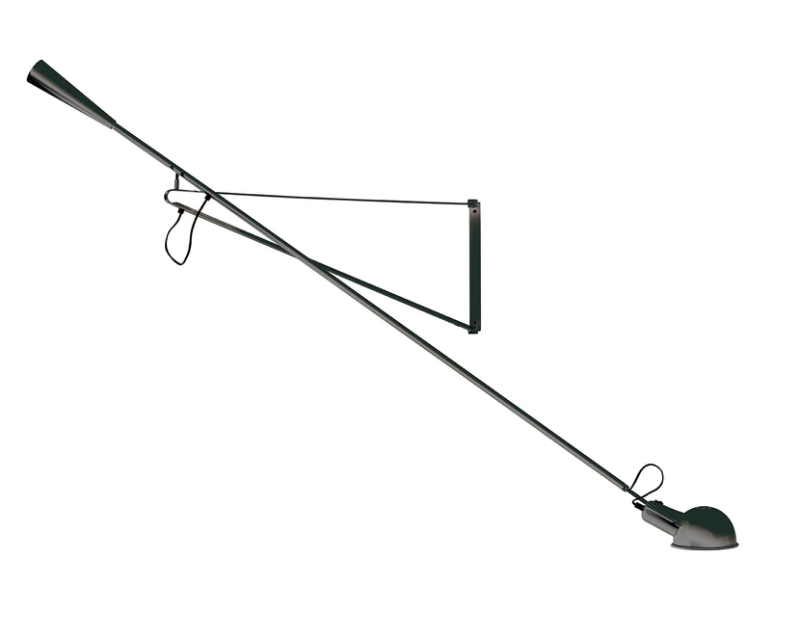 Flos 265 Lampada da parete 85 cm orientabile in acciaio nero Nera, particolare del diffusore luminoso