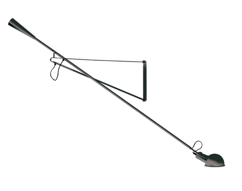 Flos 265 Lampada da parete 85 cm orientabile in acciaio nero Nera, particolare del diffusore luminoso