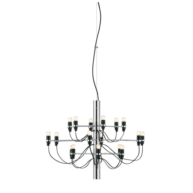 FLOS 2097/18 Frosted bulbs Lampadario 69 cm bulbi opachi in ottone accesa in ambiente, design e diffusione della luce